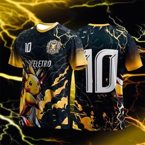 Bandai | Summer 2026 Pokemon Pikachu "No. 10 Electric Team" Soccer Co-themed 3D Printed Breathable Quick Drying T-shirt Adult Parent Top