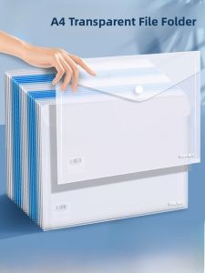 Deli Thickened Plastic File Folder Archive Bag with Hidden Buckle for Office Use Document Storage Student Subject Bag A4