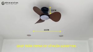 Quạt Trần Cổ Ngắn Lê Gia LGFAN730G | Quạt Trần Phong Cách Indochine