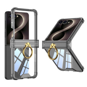 szhaiyu | Luxury Transparent Ring Holder Airbag Hinge Protection Phone Case for Samsung Galaxy Z Flip 8 7 6 Flip8 Flip7FE Shockproof Cover