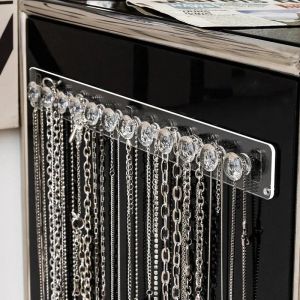 7/12Hooks Transparent Acrylic Jewerly Storage Rack For Earring Necklace Hanger Holder Wall Mounted Display Stand Organizer