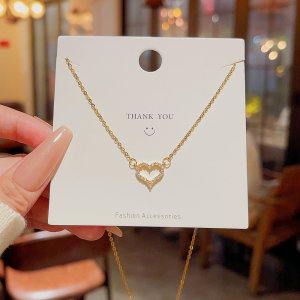 New Zircon Geometric Pendant Titanium Steel Pearl Necklace Women High-End Sensation Internet Celebrity Fashion Clavicle Chain
