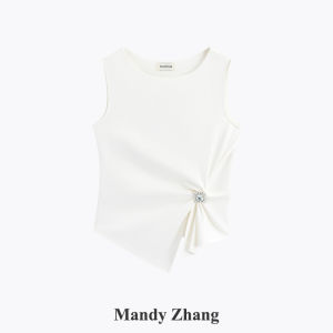 French Pink Design Twisted Modal Sleeveless T-Shirt