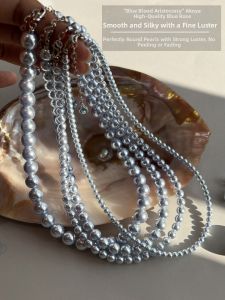 GOOYNN | Stylish Blue Gray Pearl Necklace