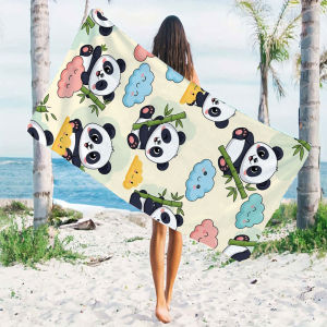 BILIBILI | Cute Panda Beach Towels Ultra Lightweight Quick Drying Super Absorbent Summer Essential Fast-Drying Towel for Beach