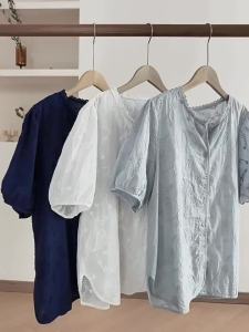 XIAOER | Áo Blouse Tay Bồng Thêu