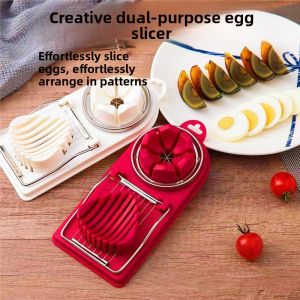 MONLEYTA | Stainless Steel Two-In-One Egg Slicer Multi-Function Dual Purpose Hardboiled Egg And Preserved Egg Cutter Tool