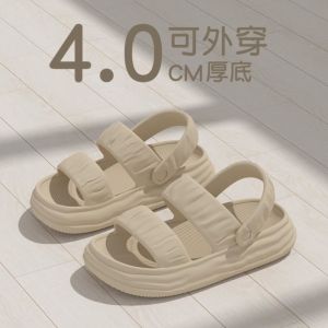 รองเท้าแตะพื้นหนาสำหรับผู้หญิงในช่วงฤดูร้อน กันลื่น ใส่ได้ทั้งชายหาดและในบ้าน รองเท้าแตะแบบสวมสบายสำหรับเดินทาง