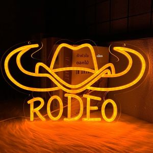ป้ายไฟนีออน Rodeo ไอคอน LED หมวกคาวบอยตะวันตก Longhorn ขับเคลื่อนด้วย USB ใช้สําหรับห้องนอน ปาร์ตี้บาร์ ตกแต่งห้องเกม แขวนง่าย