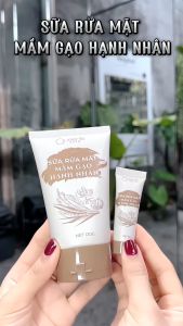 Sửa rửa mặt mầm gạo hạnh nhân QUEENIE SKIN không tạo bọt  có hạt cà phê hạnh nhân massage Natural Whitening Cleanser làm sạch dịu nhẹ sáng 120ml - Pupiha