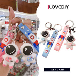 ILOVEDIY ยางนิ่มลายการ์ตูน3มิติสำหรับตกแต่งกระเป๋าพวงกุญแจนักบินอวกาศสีสันสดใส