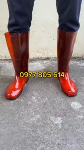 Ủng bảo hộ lao động đế cứng màu đỏ size 39-44 ủng lao động cho nam ủng lội nước ủng đi mưa