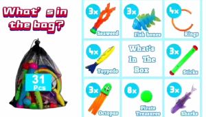 22Pcs Diving Pool Toys Set Underwater Toys Swimming Game Toys for Kids and Dogs Diving Training Toys