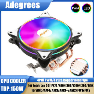 120MM CPU Air-cooled Cooler 4 Heat Pipes Quiet CPU Cooling Fan for Intel LGA 2011 1700 1150 1151 1155 AMD AM3 AM4 AM5 Ventilador
