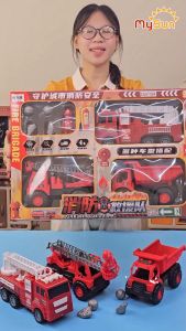 Mô hình xe cứu hỏa đồ chơi bộ mô hình xe ô tô thang cứu hỏa cho bé MySun