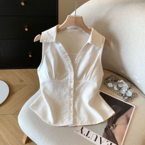 Áo Thun Cổ Polo Hở Vai Không Tay Mùa Hè Cho Nữ Áo Sơ Mi Nữ Dáng Ôm Chất Liệu Polyester Thoáng Khí Mặc Ngoài