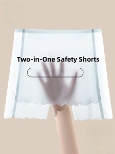 MiiOW | Ice Silk Safety Pants Womens Underwear Two-In-One Ultra-Thin Seamless Base Layer Pants Anti-Light Triangle Area Cover Up