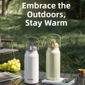 Dodge Large Capacity Insulated Water Bottle Straw Portable Beverage Cup Womens Style Refreshing Aesthetic Stainless Steel