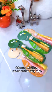 Bàn Chải Đánh Răng Trẻ Em Hình Khủng Long Hoạt Hình Siêu Mềm | Đầu Nhỏ Răng Sữa Set 2 Cái Cho Bé 3-12 Tuổi