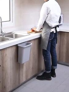 Wall Mounted Folding Waste Bin Kitchen Cabinet Door Hanging Trash Bin Car Garbage Trash Can JC ELise