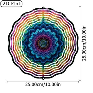 CIFbuy | 2D Flat Mandala Kaleidoscope Metal Wind Chime360° Rotating Colorful Iron Soothing SoundHoliday Home Decor Gift for Family