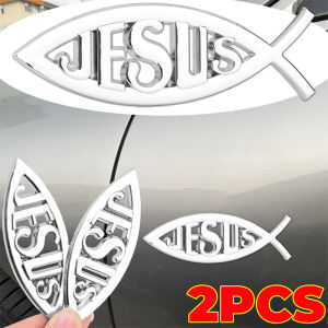 2 miếng dán miếng biểu tượng hãng xe hơi Tôn Giáo hình con cá Chúa Giêsu nhãn dán xe cá bằng kim loại 3D đề can chống sốc Cơ Đốc