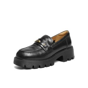 Belle | Thick Heel Elevating Loafer Shoes Leather