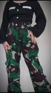 Celana Wanita Terbaru 2023 Zeedas Long Pants Katun Motif Cargo Pants Army Korean Style Kekinian