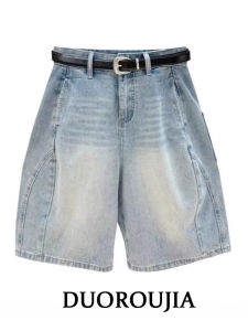 กางเกงยีนส์ทรงหลวมเอวสูงสไตล์ย้อนยุคสไตล์อเมริกันสำหรับผู้หญิงไซส์ใหญ่ กางเกงขายาวทรงหลวม 5 นิ้ว ทรงหลวม ทรงหลวม