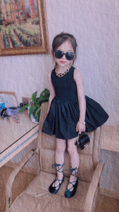 Gaun Anak Perempuan Hitam Elegan - Dress Cantik Model Tali Silang Belakang | Baju Pesta Anak Modern