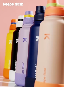 Keepe Flask Vacuum Insulated Tumbler Hot and Cold Stainless Steel Sports Bottle With Silicone Boot