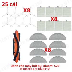Bộ Phụ Kiện Máy Hút Bụi Xiaomi S20/D106/E12/E10/B112 - Bàn Chải Bên Chính Vải Lau Bộ Lọc HEPA Phụ Kiện Vệ Sinh Thiết Bị