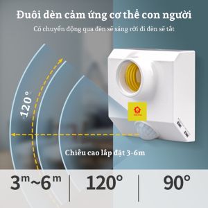 Đui đèn cảm ứng chuyển động hồng ngoạiđui đèn cảm biến hồng ngoại tự độngđui đèn cảm ứng cơ thể con người E27đuôi đèn cảm biếnđui đèn cảm biến chuyển động cơ thể con người E27đuôi đèn led E27đế đèn cảm biếnđui bóng E27chuôi đèn cảm ứng