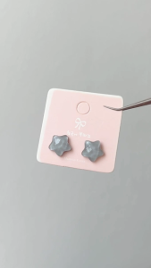 Anti Allergy Fine Glitter Water Ripples Pentagonal Star Flatback Resin Stud Earrings