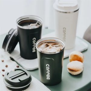 HKFILGHT 380ml/510ml Stainless Steel Coffee Mugs Insulation Water Bottle Cups Drinkware With Double Lid Travel Tea Mug Stainless Steel for Hot and Cold Water Coffee and Tea