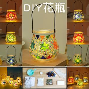Creative DIY Mosaic Handmade New Year Interactive Gift for Children Handheld Lamp Kit Paper Cutting Paste Making Toy