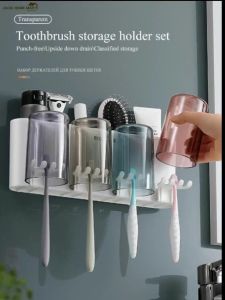 SG IN STOCK Wall Mount Toothbrush Holder Automatic Toothpaste Squeezer Dispenser Multi-Functional Bathroom Accessories Organizer Rack - Lazada