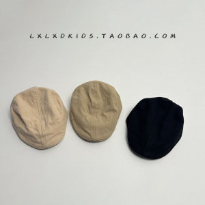 Retro Childrens Beret Hat Boys Solid Color Versatile Simple Newsboy Cap Girls Baby Styling Duckbill Beanie Trendy Outdoor round Top Short Brim