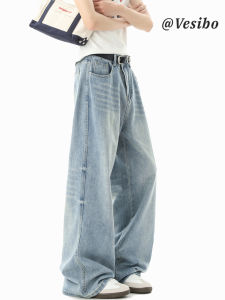 VESIBO | Water Washed Straight Jeans Versatile Cleanfit