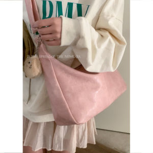 Fashionable Large Capacity Tote Bag Womens Casual Crossbody Bag Spring 2024 New Style PU Leather Soft Surface Zipper Closure