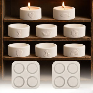 4 Holes/Set Candle Jar Silicone Mold DIY Cylinder Rainbow Love Tealight Candlestick Molds Gypsum Resin Storage Box Craft Making