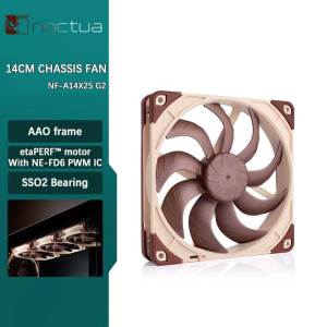 Noctua NF-A14X25 G2 PWM SX2 Chassis cooling fan140x140x25mm/SSO2 bearing/1250-1500RPM，With an NA-AVG2-LR Shock-absorbing pads