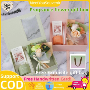 MeetYou Aromatherapy Bottle and Rose Flower Reed Diffuser Home Decor and Office Decor Perfume and Gifts Perfume Fragrance Flower Bundle Set