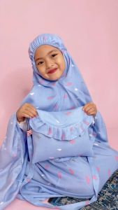 Mukena Anak Resleting Awan 2in1 Bahan Rayon