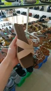 Xăng đan nữ đế bằng dép sandal quai chéo da đẹp thời trang TH0008