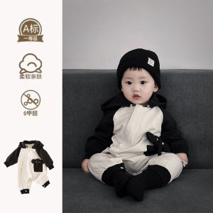 เสื้อคลุมกันหนาวลายช้างลายการ์ตูนสำหรับเด็กผู้ชาย ฤดูใบไม้ร่วง 2024 ชุดกันหนาวแบบลำลอง ชุดกันหนาวแบบสวมหัวสองชั้น ชุดเด็ก