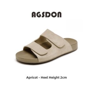 Agsdon Womens Flat Bottom Sandals Summer Fashion Thick Heel Casual Slip-On Shoes Leather Upgraded Version Comfortable Wear