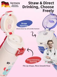 Thermal Mug for Children 316 Stainless Steel Large Capacity Straw