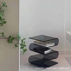 Scandinavian Luxury Cream Simple Transparent Side Table Bookshelf