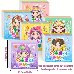 2pcs Princess Sticker Activity Book for Ages 3+ - DIY Magic Dress-Up Toddler Craft Gift Birthday Party Favor Chinese Version